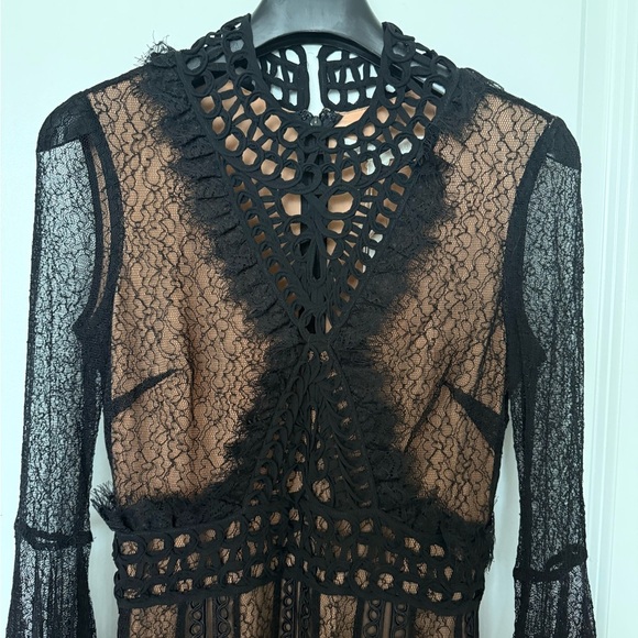 JONATHAN SIMKHAI Chantilly‎ Black Lace High Collar Midi Dress Size 0 - Picture 3 of 7